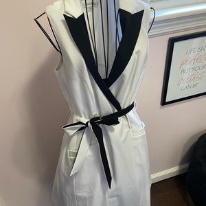 Black & White Calvin Klein wrap career dress